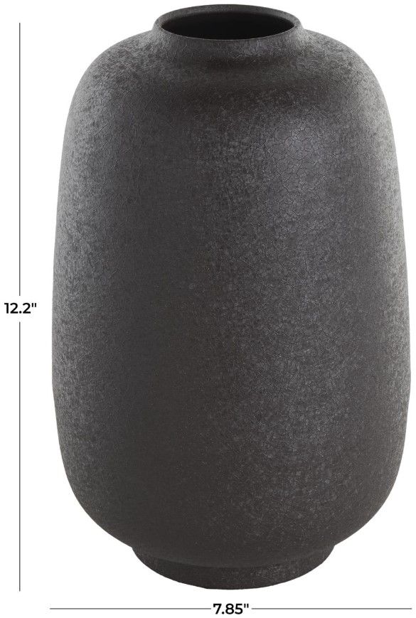 Deco Marche Black Textured Rounded Vase-1