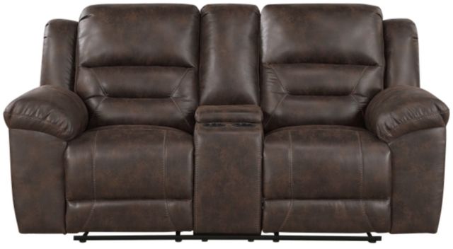 Homelegance® Hazen Dark Brown Double Manual Reclining Loveseat with Center Console-2