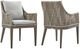 Armen Living Grenada 2-Piece Beige/Brown/Gray Aluminum/Fabric/Wicker Dining Arm Chair Set-0