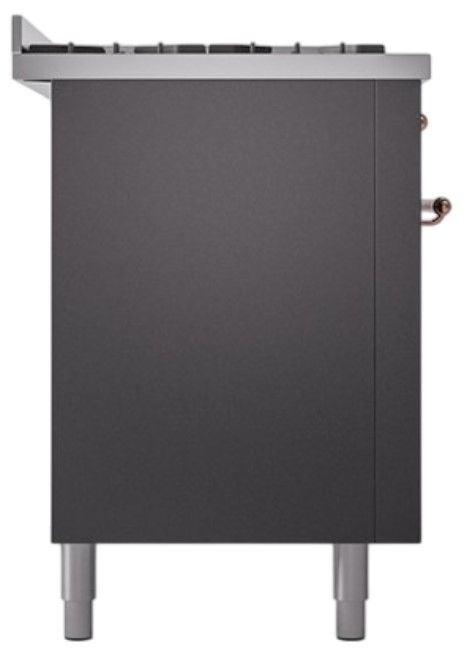 Ilve® Nostalgie II Noblesse 60'' Graphite Matte Pro Style Dual Fuel Range with Copper Trim-2