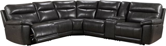 Leather Italia™ Shae Martin 6-Piece Gray Leather Power Reclinning Sectional-0