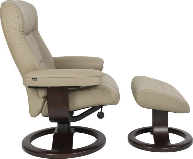 Fjords® Classic Comfort Manjana "R-base" Stone Small Recliner with Footstool-1