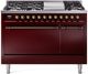 Ilve® Nostalgie II Series 48" Burgundy Pro Style Dual Fuel Range-0
