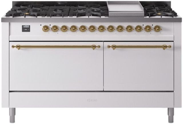 Ilve® Nostalgie II Series 60" White Pro Style Dual Fuel Range-0