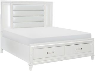 Homelegance® Tamsin White Metallic Queen Platform Storage Bed with LED