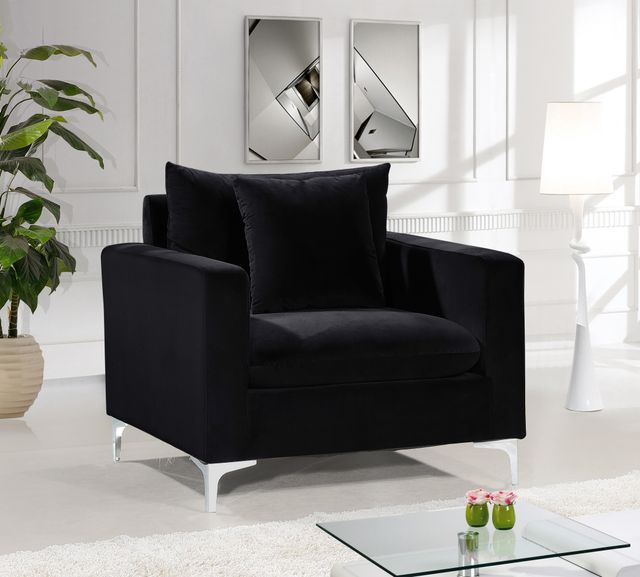 Meridian Furniture Naomi Black Velvet Chair-1
