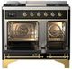 Ilve® Majestic III 40" Glossy Black Pro Style Dual Fuel Natural Gas Range with Triple Glass Door and Brass Trim-1