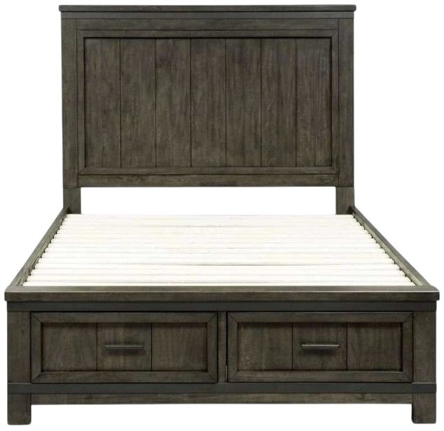 Liberty Furniture Thornwood Hills Rock Beaten Brown Queen Storage Panel Bed-2
