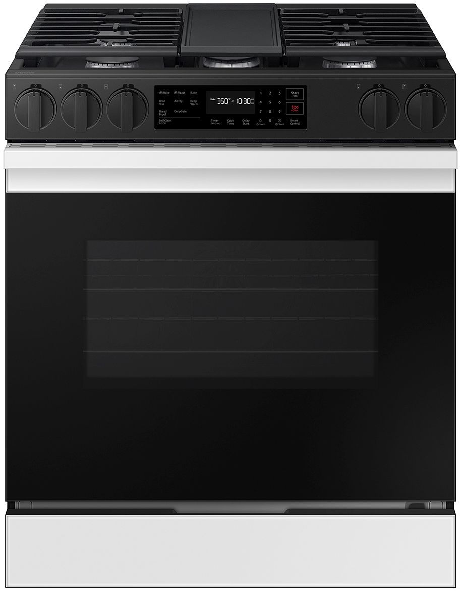 Samsung Bespoke 30" White Glass Slide In Gas Range