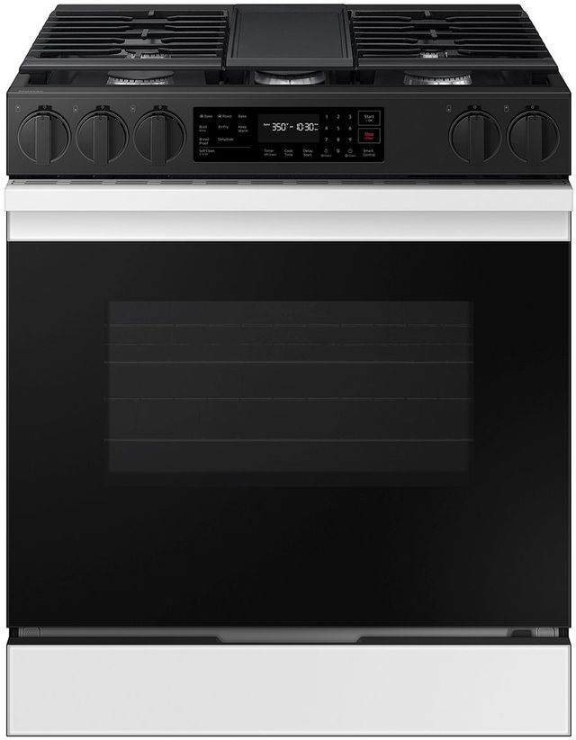 Samsung Bespoke 30" White Glass Slide In Gas Range-0
