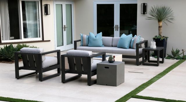 Sunset West Redondo Slate Metal Outdoor End Table-2