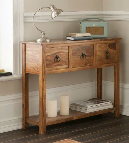 Jaipur Furniture Ganga Brown 3-Drawer Console Table-2