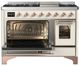 Ilve® Majestic III 48" Antique White Pro Style Dual Fuel Liquid Propane Range with Triple Glass Door and Copper Trim-3
