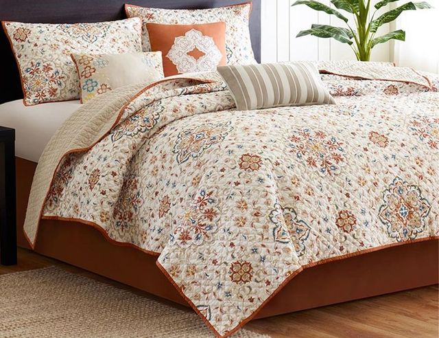 Olliix by Madison Park 6 Piece Ivory Full/Queen Tissa Reversible Coverlet Set-0