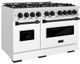ZLINE Classic Series Autograph Edition 48" Satin Stainless Steel Pro Style Dual Fuel Range with White Matte and Door Matte Black Accents-2