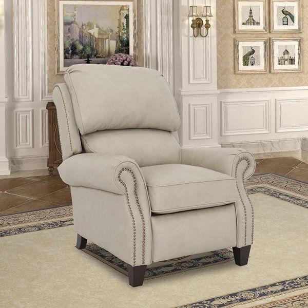 BarcaLounger® Churchill Cashmere Stone Leather Manual Recliner-2