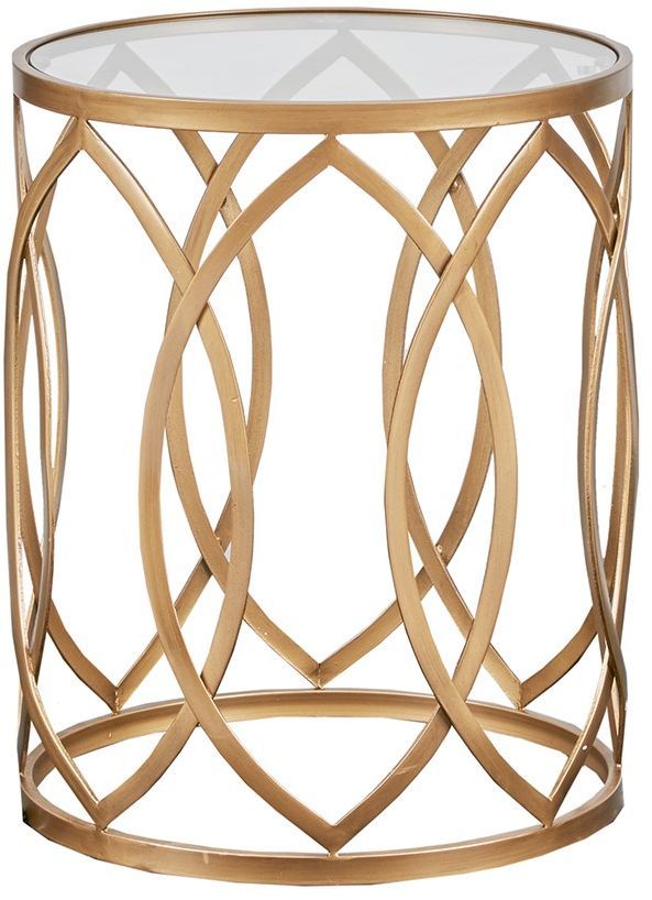Olliix by Madison Park Tempered Glass Accent Table with Gold Base-0