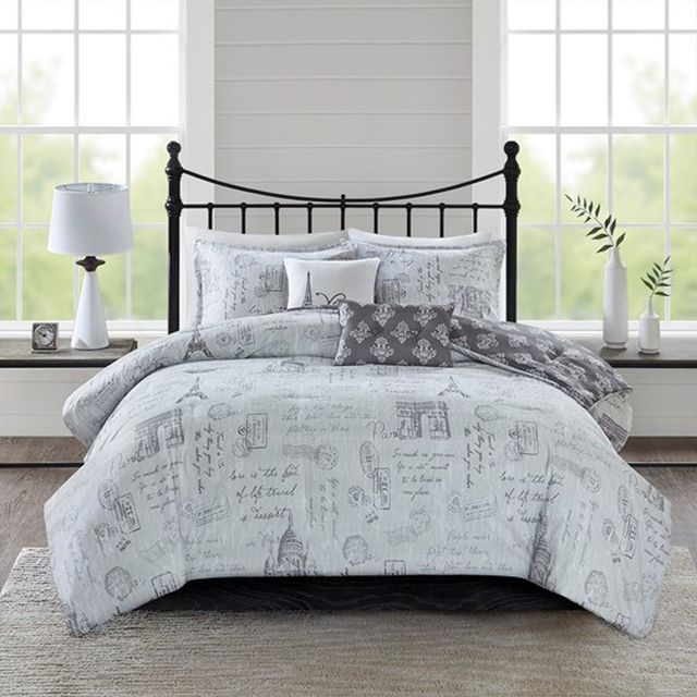 Olliix by 510 Design Marseille 5 Piece Gray King/California King Reversible Comforter Set-0