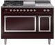 Ilve® Nostalgie II Noblesse 48'' Burgundy Pro Style Dual Fuel Range with Chrome Trim-0