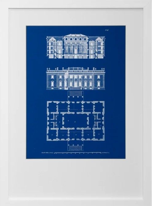 Stylecraft Dann Foley Lifestyle Graphic Building Plan VI Blue/White Wall Art-0