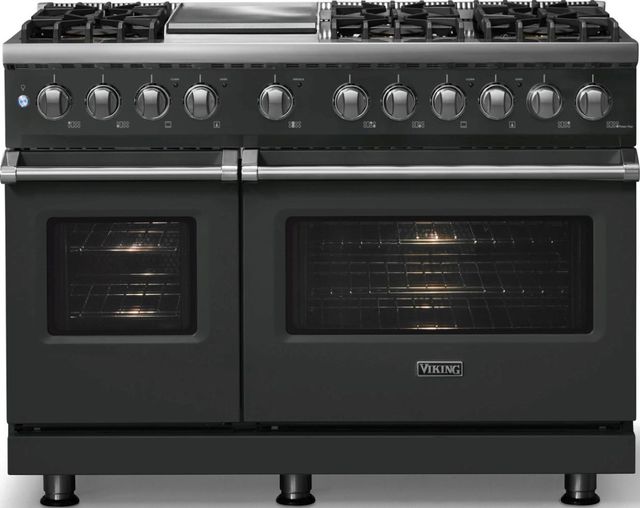 Viking® 5 Series 48" Antique Bronze Pro Style Dual Fuel (LP) Range with Polished Chrome Trim-2