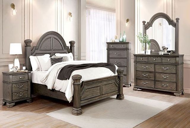Furniture of America® Pamphilos 5-Piece Gray Queen Panel Bed Set-0