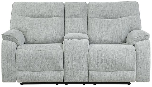 New Classic® Home Furnishings Chablis Mist Gray Manual Reclining Console Loveseat-2
