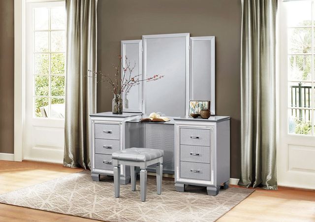 Homelegance® Allura Silver Vanity Stool-1
