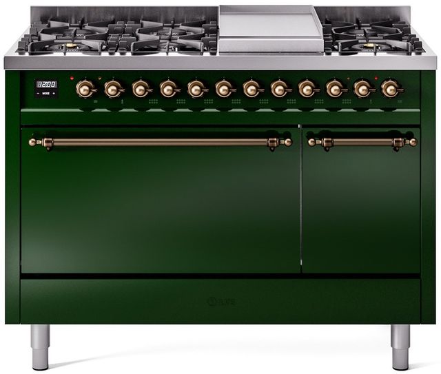 Ilve® Nostalgie II Series 48" Emerald Green Pro Style Dual Fuel Range-0