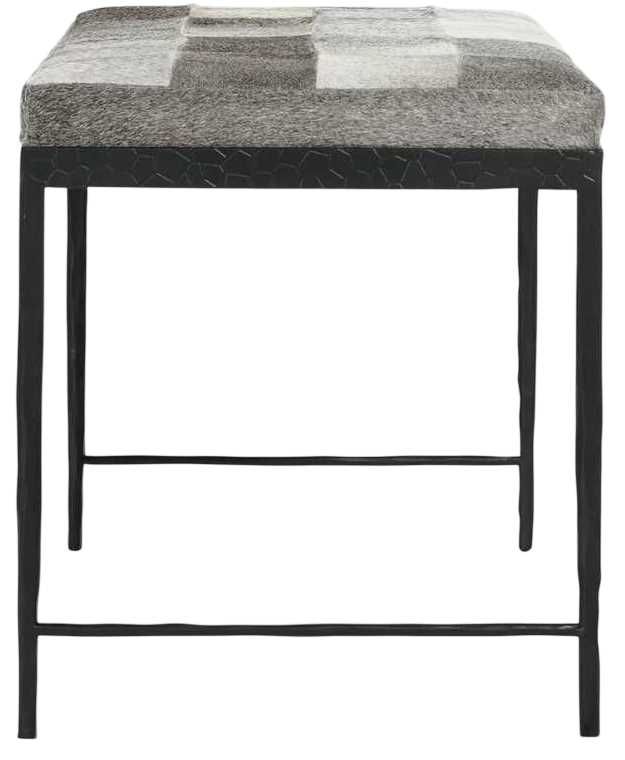 Classic Home Achen Black/Sparrow Gray Hide 28" Bench -3
