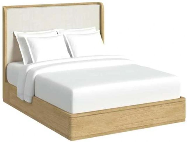 Elements International Rosalie Gray/Natural Upholstered Queen Panel Bed-0