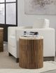 Modus Furniture One Onyx Top Round End Table with Natural Base-1