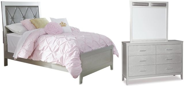 Signature Design by Ashley® Olivet 3-Piece Silver Twin Panel Bed Set-0