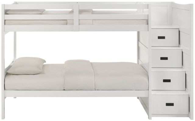 Elements International Sami White Youth Twin Over Twin Step Bunk Bed with Right Headboard-0
