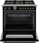 Bertazzoni Heritage Series 36" Fingerprint Resistant Nero Matt Pro Style Dual Fuel Range with Gold Accents-1