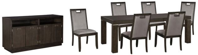 Signature Design by Ashley® Hyndell 8-Piece Dark Brown Dining Set-0