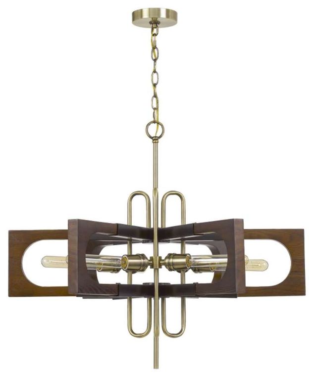 Cal® Lighting & Accessories Sneek Antique Brass/Brown Chandelier-0