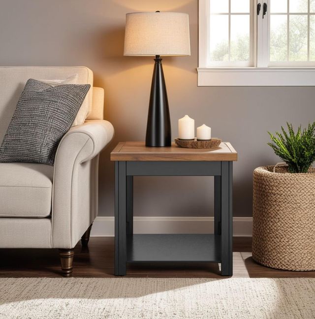 Legends Home Essex Whiskey Square End Table with Seal Skin Base-1