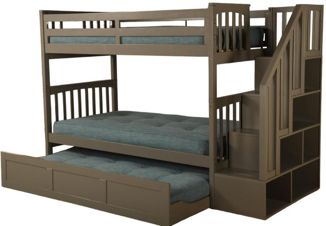 Kodiak Furniture Kelcie 43" Dark Gray Twin/Twin Bunk Bed with Trundle and Tray-1