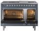 Ilve® Nostalgie II Noblesse 48'' Blue Gray Pro Style Dual Fuel Range with Chrome Trim-1