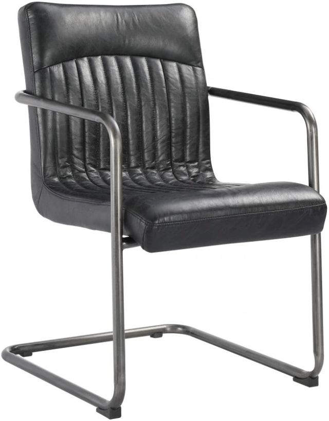 Moe's Home Collection Ansel 2-Piece Black Leather Dining Arm Chair Set-0