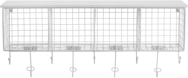 Linon White Cubby Wall Shelf-2