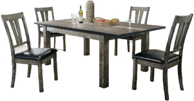 Elements International Nathan 5-Piece Gray Oak Dining Set-0