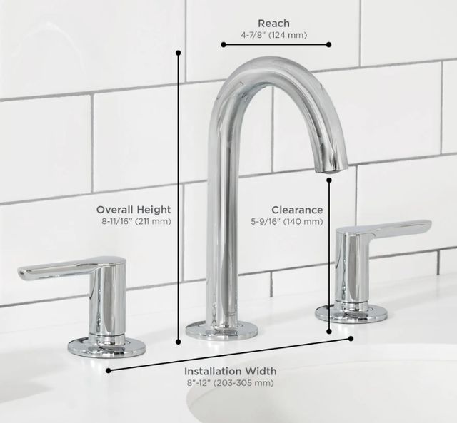 American Standard Studio® S Matte Black 8" Widespread 2-Handle Bathroom Faucet with Lever Handles-3