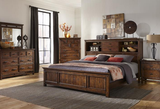 Intercon Wolf Creek Bedroom Queen Bookcase Headboard-0