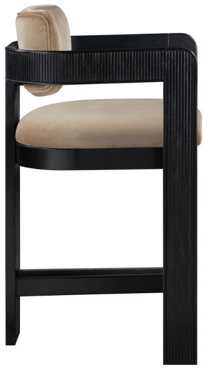 Meridian Furniture Sacha Beige/Black Velvet Upholstered Counter Stool-3