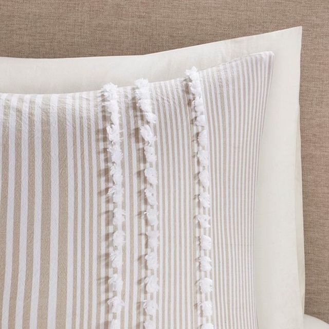 Olliix by Harbor House Taupe Full/Queen Anslee 3 Piece Cotton Yarn Dyed Comforter Set-2