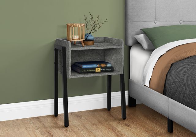 Monarch Specialties Inc. Grey Stone-Look 23"H Black Metal Accent Table-1