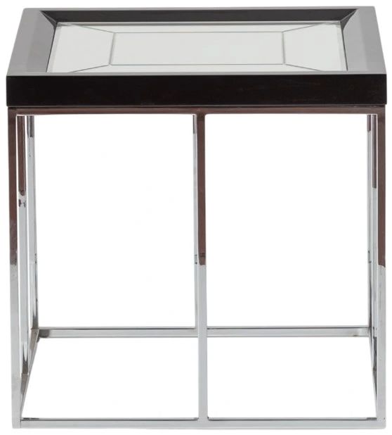 Michael Amini® Carmela Glossy Charcoal Sand End Table with Silver Base-2