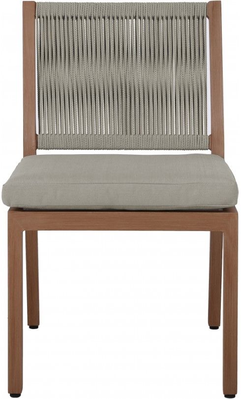 Meridian Furniture Maui Gray/Brown Aluminum Outdoor Dining Side Chair-1